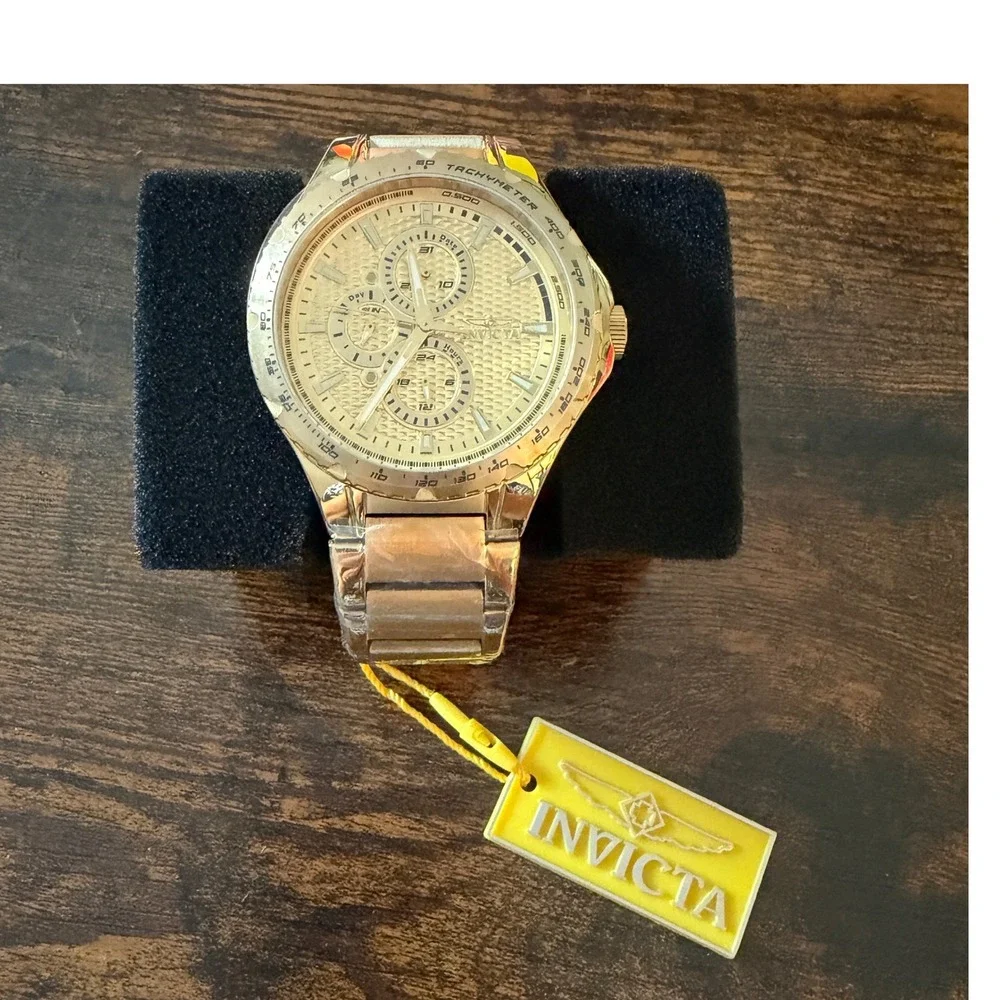 Invicta Aviator Mens Watch 50106 Gold Tone Stainless Steel Japan Movement New
